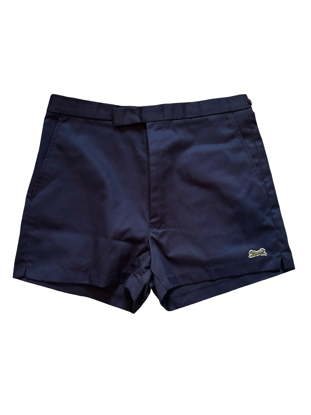 Le Tigre Vintage Men's Navy Flat-Front Casual Shorts with Subtle Logo